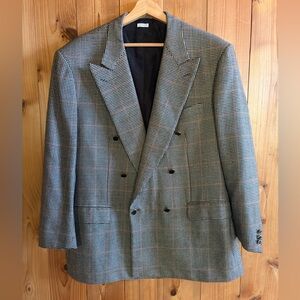 VINTAGE Brioni Double Breasted houndstooth Blazer Wool Cashmere